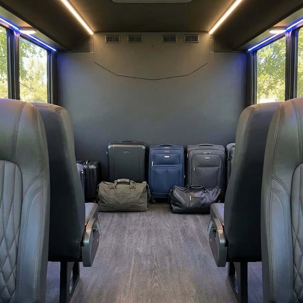 los altos 20 passenger minibus luggage area