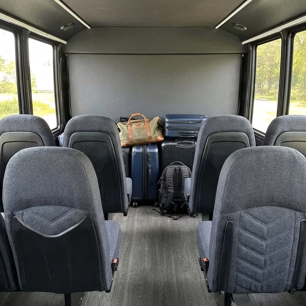 los altos 25 passenger minibus luggage area