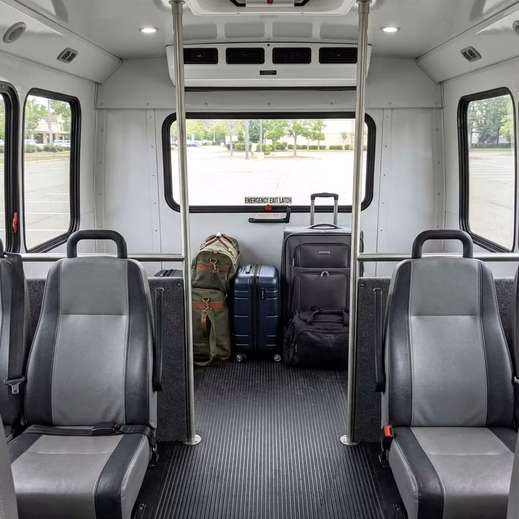 los altos 28 passenger minibus luggage area