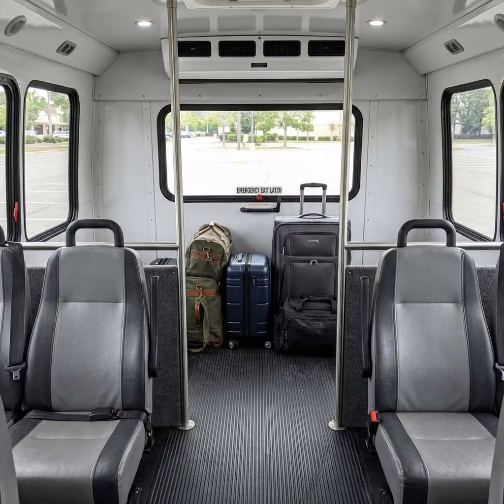 los altos 35 passenger minibus luggage area