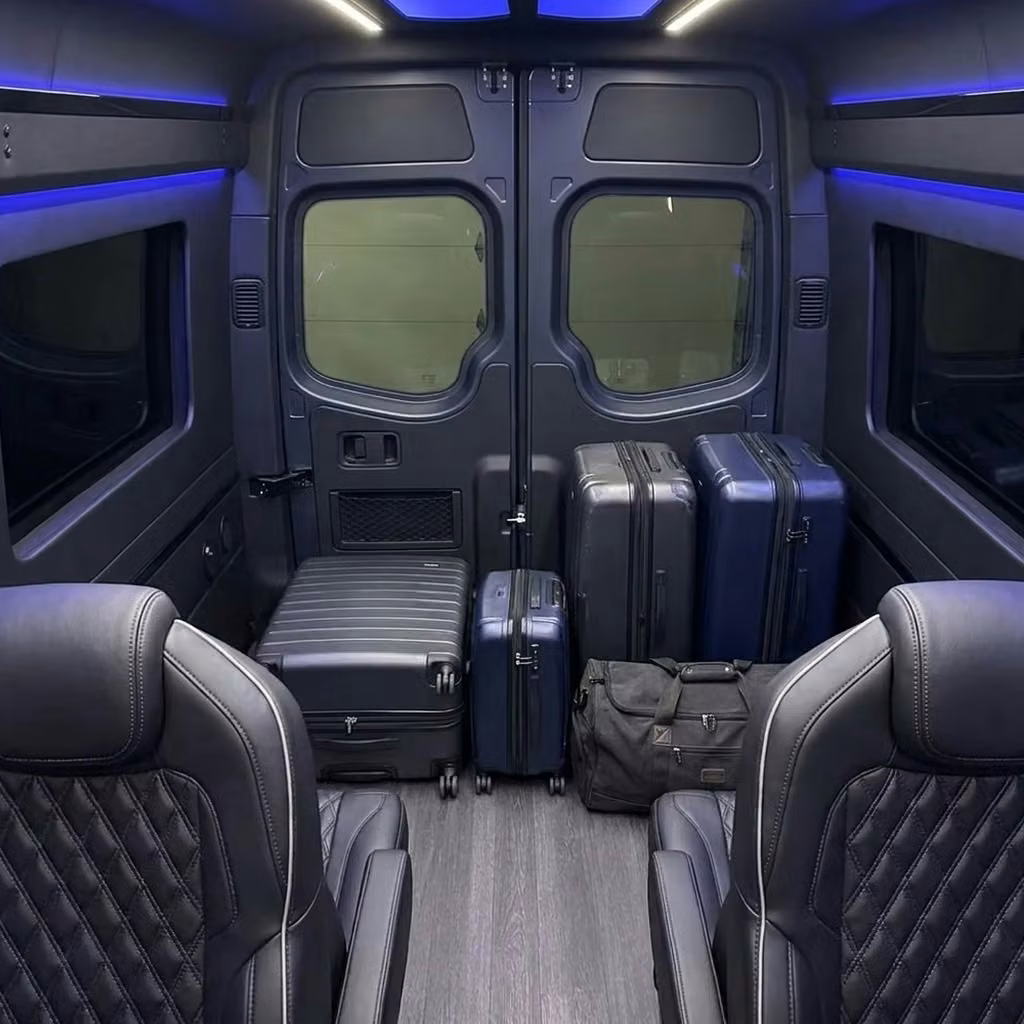 los altos sprinter van rental with driver luggage area